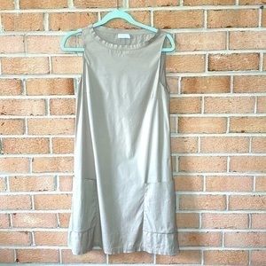 Rivamonti Brunello Cucinelli Beige Cotton Dress with Silk Panels and Pockets, L